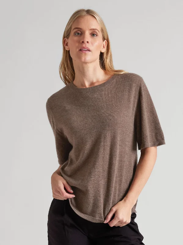 Cashmere top "Airy top" - dark toast