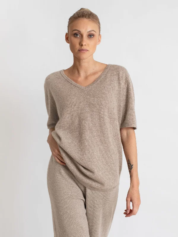 Cashmere T-shirt "Iben" - toast