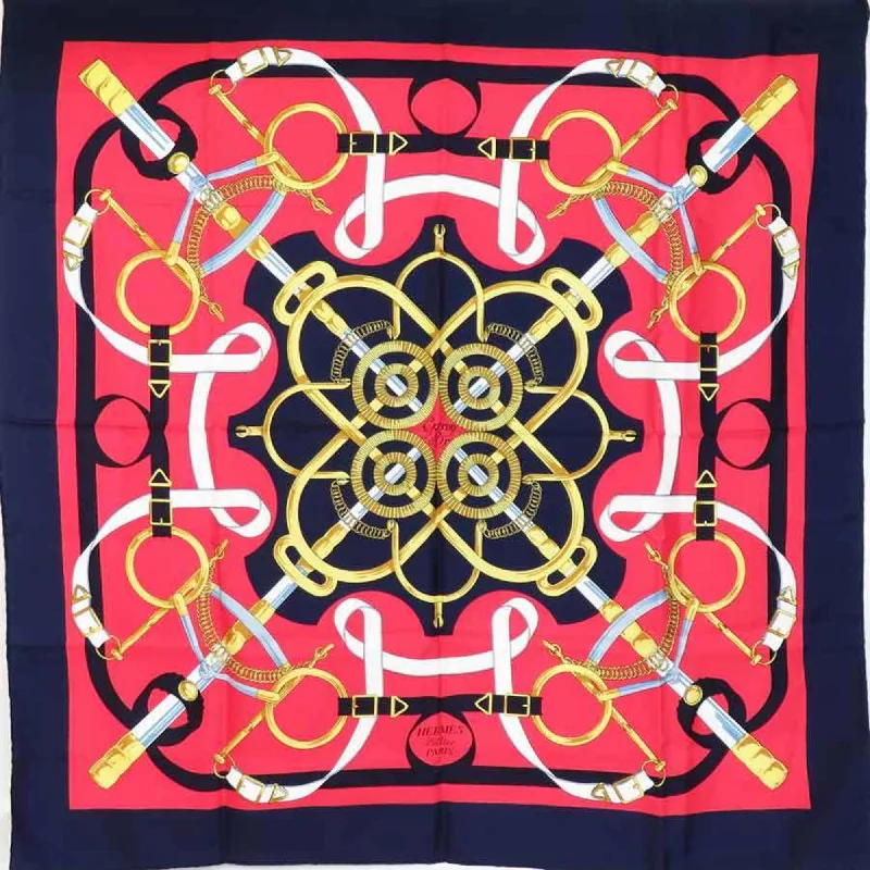 Hermes  Navy  Color Silk Scarf (Pre-Owned)