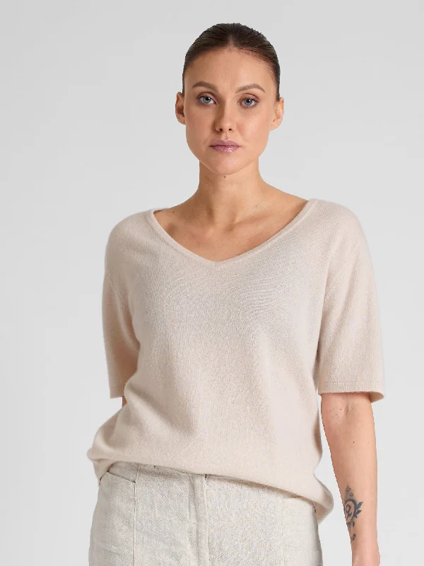 Cashmere T-shirt "Iben" - pearl