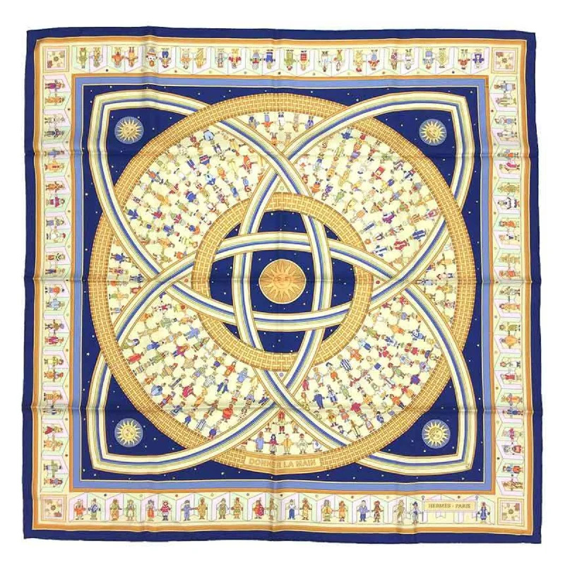 Hermes  blue Silk Scarf (Pre-Owned)