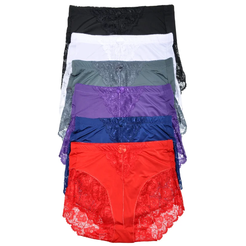 High Waist Light Control Briefs with Lace Accent Detail (6-Pack)