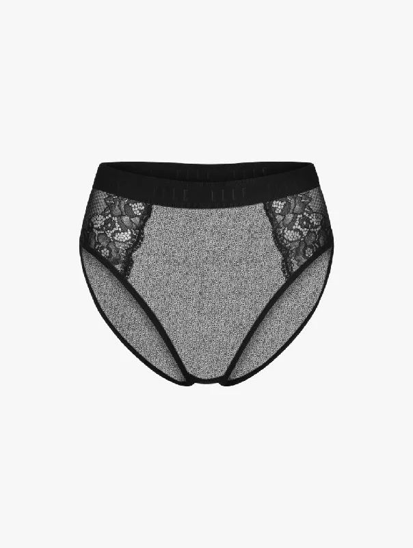 ELLE 24/7 Lace High Waisted Brief - Black Beauty