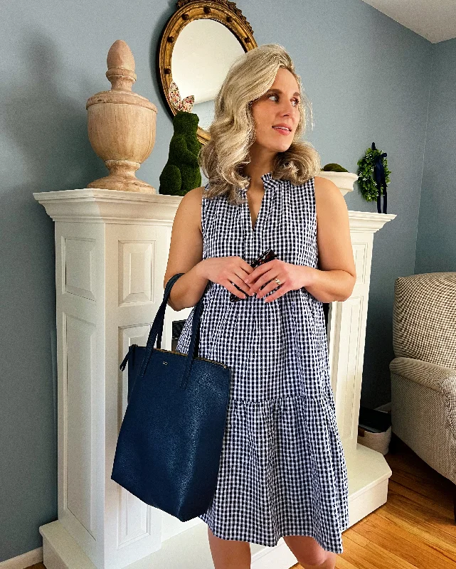 The Annika Dress in Navy Gingham