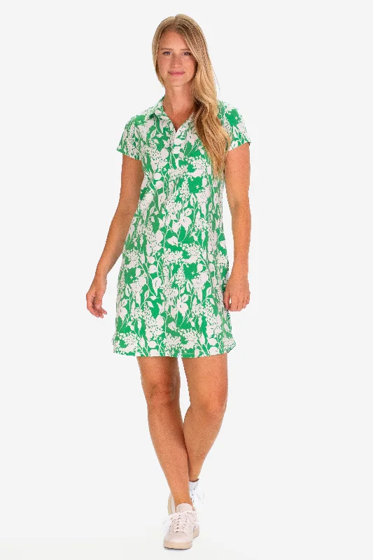 The Short Sleeve Kit Collared Dress in Green Garden