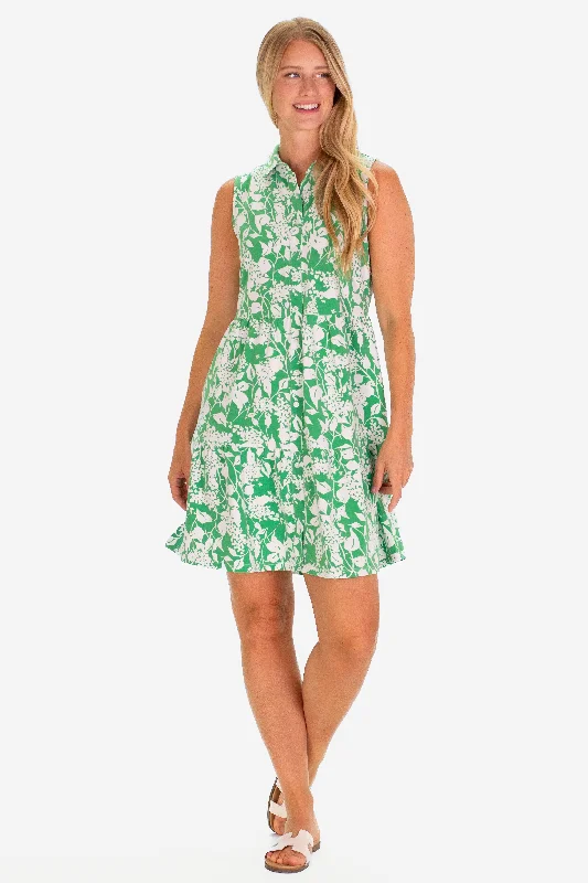 The Sleeveless Olivia Dress in Green Garden