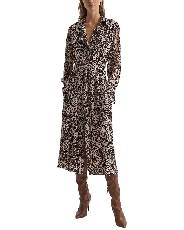 Reiss Tabitha Animal Print Midi Dress