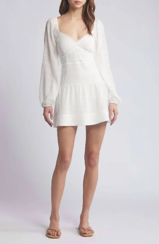 Alamour Long Sleeve Mini Dress In Off White