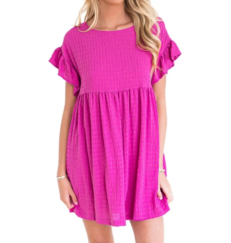 At All Cost Textured Mini Dress In Fuchsia