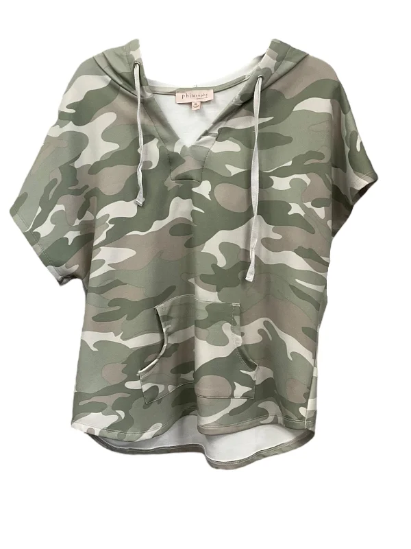 Camouflage Print Top Short Sleeve Philosophy, Size Xl