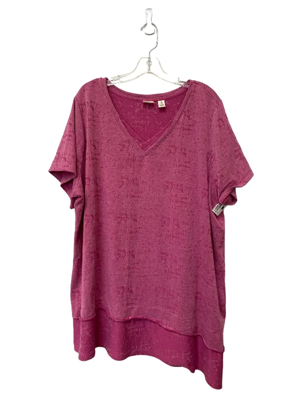 Pink Top Short Sleeve Basic West Bound, Size 3x