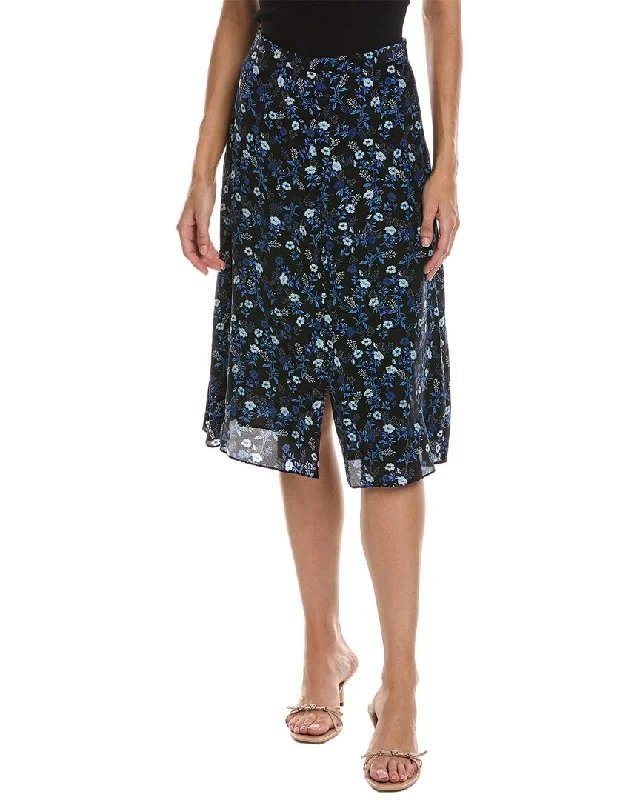 The Kooples Silk-Blend Midi Skirt