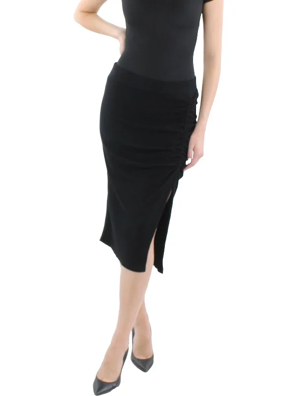 Womens Ribbed Midi Midi Skirt