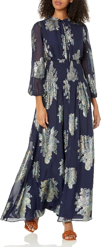 Daya Maxi Dress In Navy/multi