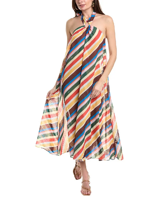 GANNI Light Chiffon Halter Heck Maxi Dress