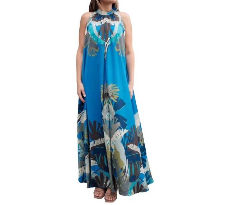 Isla Halter Maxi In Blue