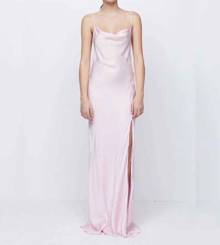 Joelle Split Maxi Dress In Quartz Pink