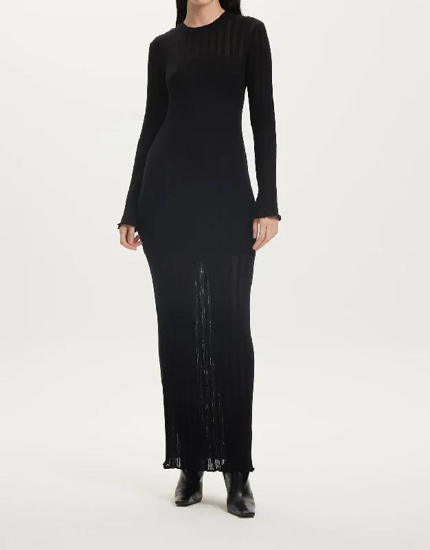 Line Up Knit Maxi Dress In Black