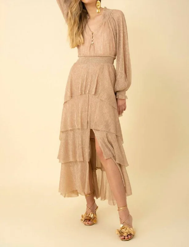 Nora Lurex Maxi Dress In Cream