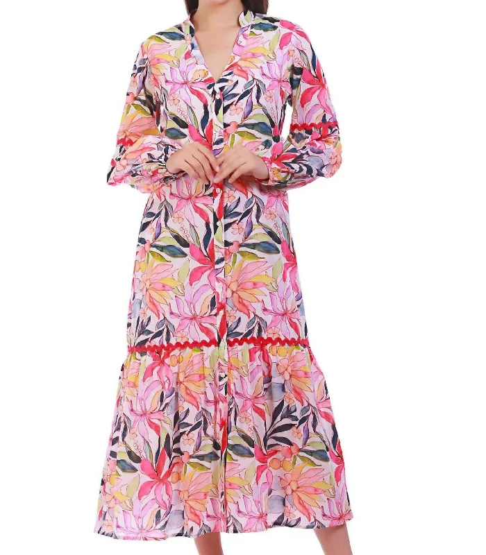 Positano Maxi Dress In Lilies Multi