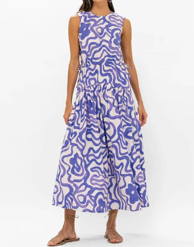 Sleeveless Piped Maxi Dress In Purple