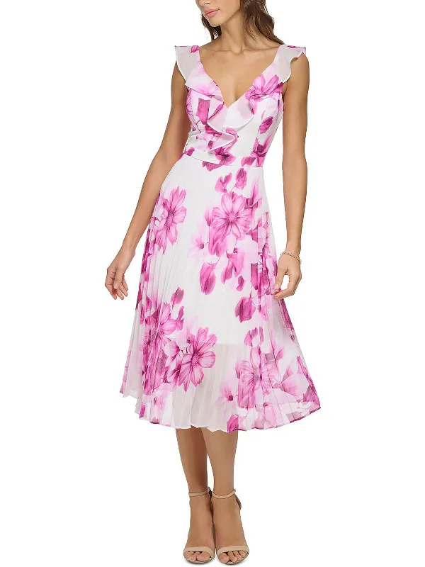 Womens Floral Ruffled Maxi Dress