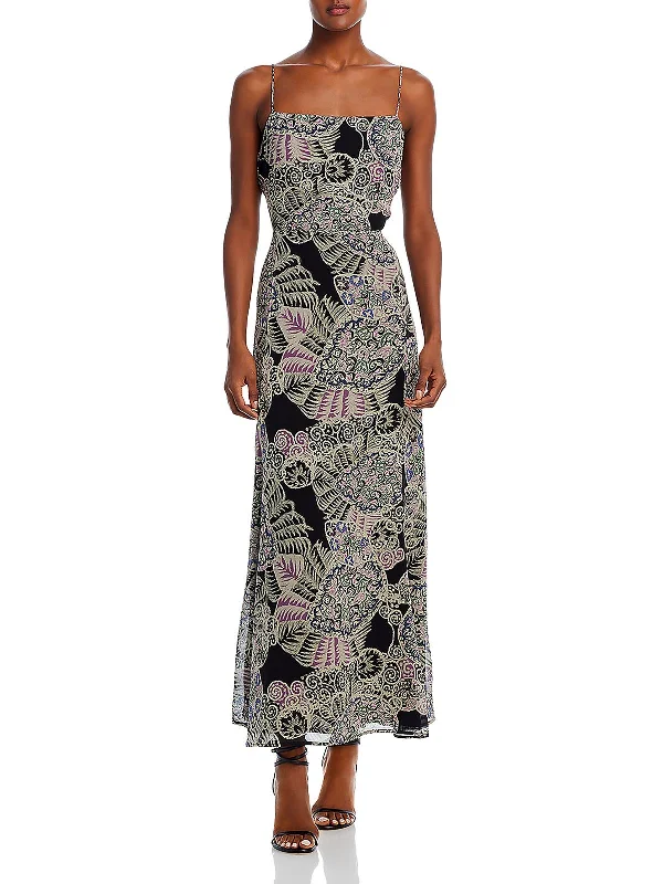 Womens Silk Printed Maxi Dress