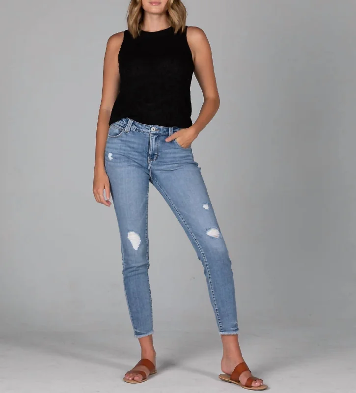 Cecilia Mid Rise Skinny Jeans In Soho Blue