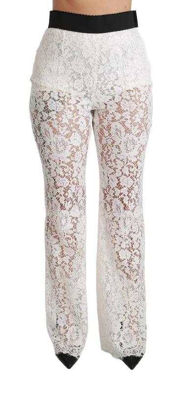 Dolce & Gabbana Elegant  Lace High Waist Women's Pants