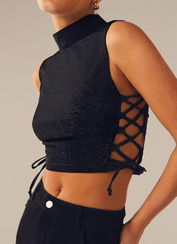 Levitate Crop Top - Black Moonlight