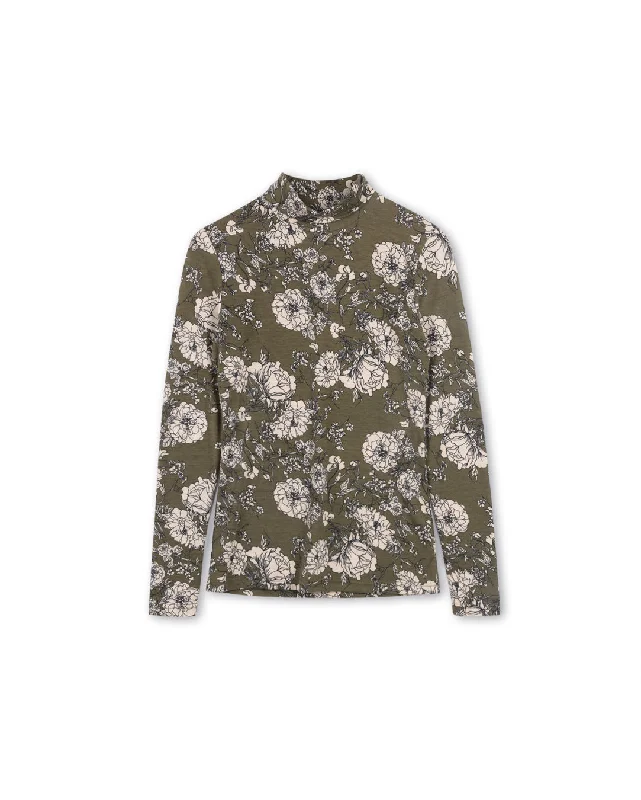 Printed Floral Turtleneck