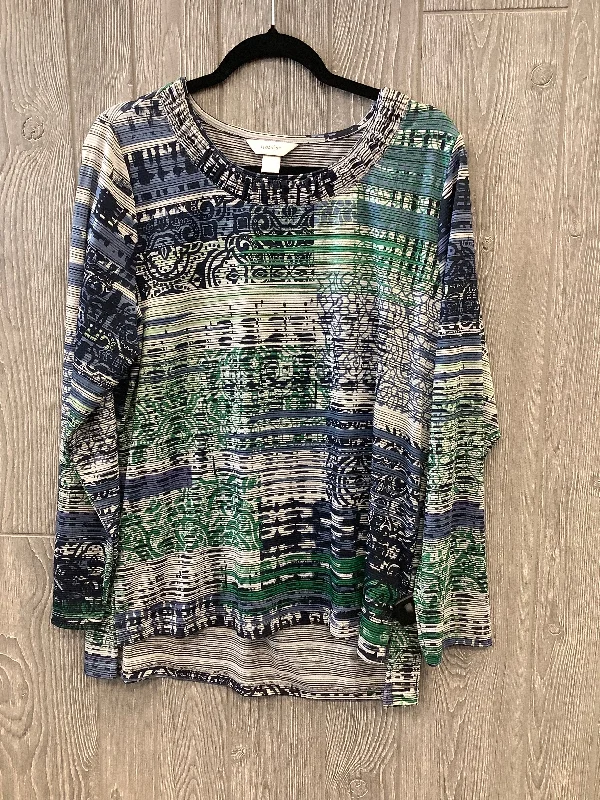 Top Long Sleeve By Cj Banks In Blue & Green, Size: Xl