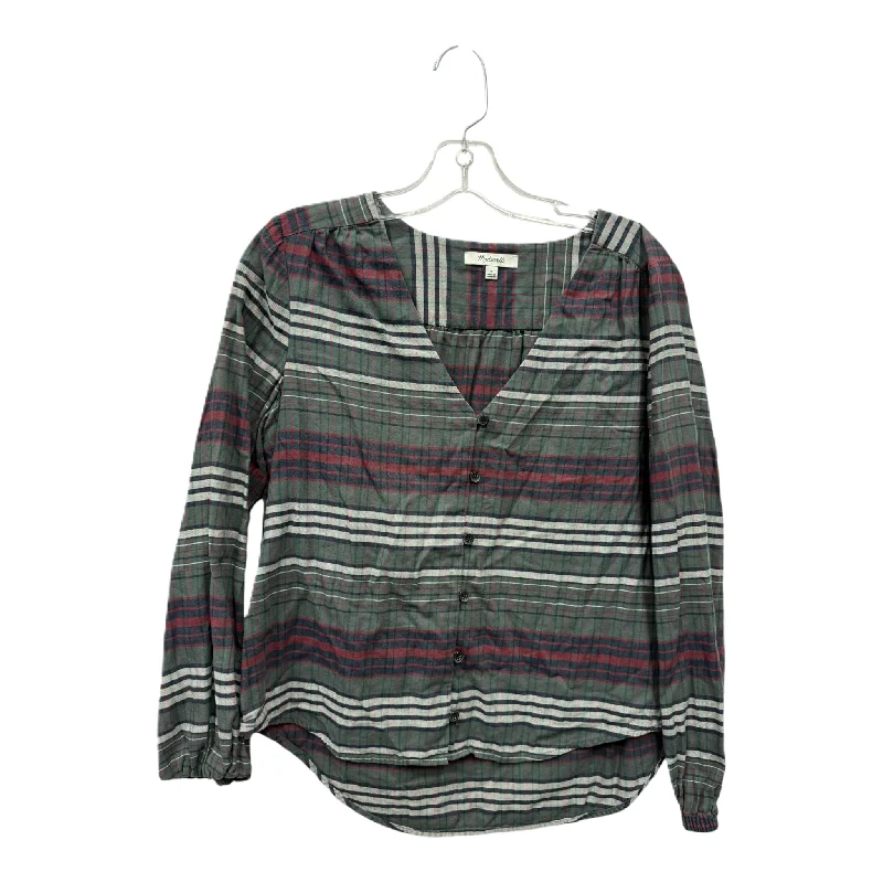 Top Long Sleeve By Madewell In Green & Red, Size: S