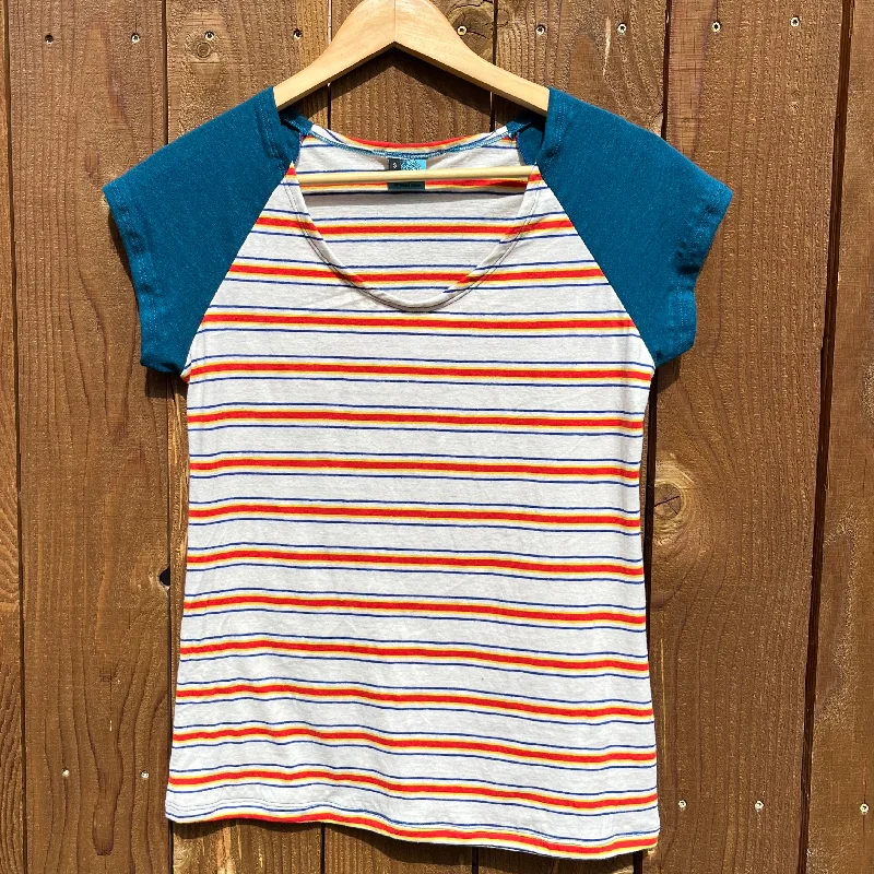 SALE - S - Hemp Momentum Shirt - Blue/Natural Stripes