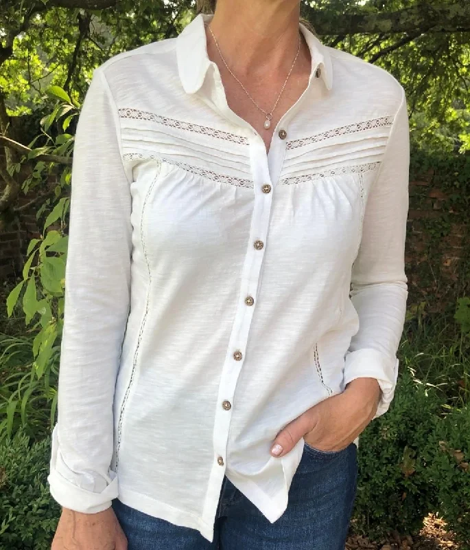 Ivory Crochet Trim Shirt