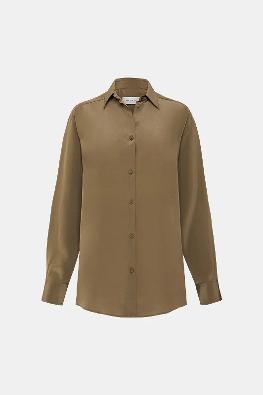 Long Sleeve Silk Shirt in Willow