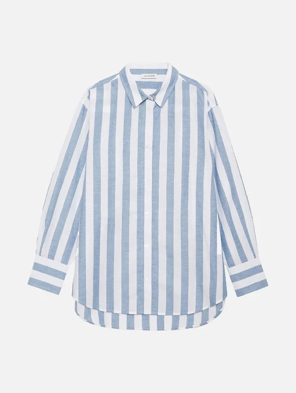 Plaza Shirt in White and Blue Stripe