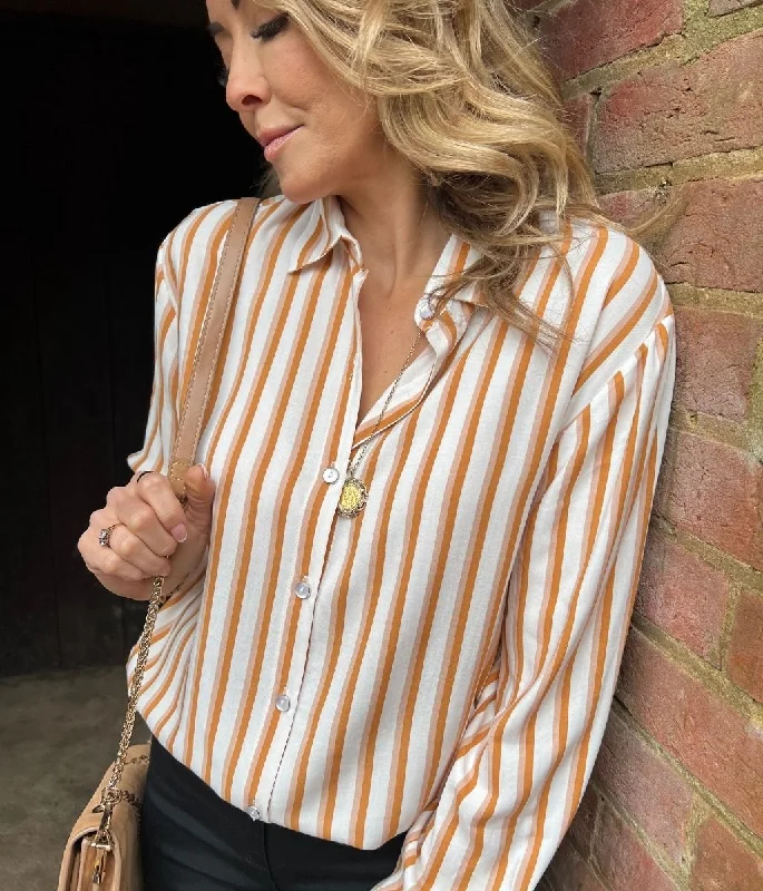 Terracotta Relaxed Striped Shirt