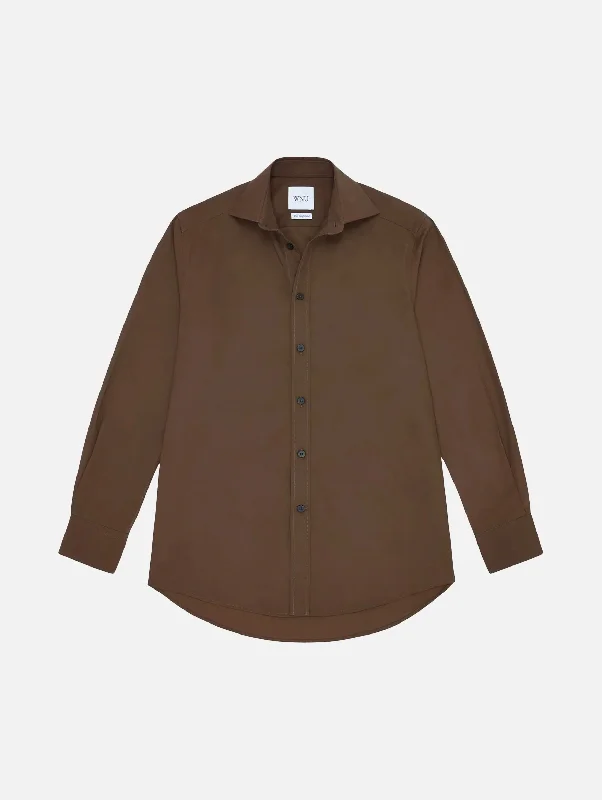 The Boyfriend Shirt in Fine Poplin Chocolate