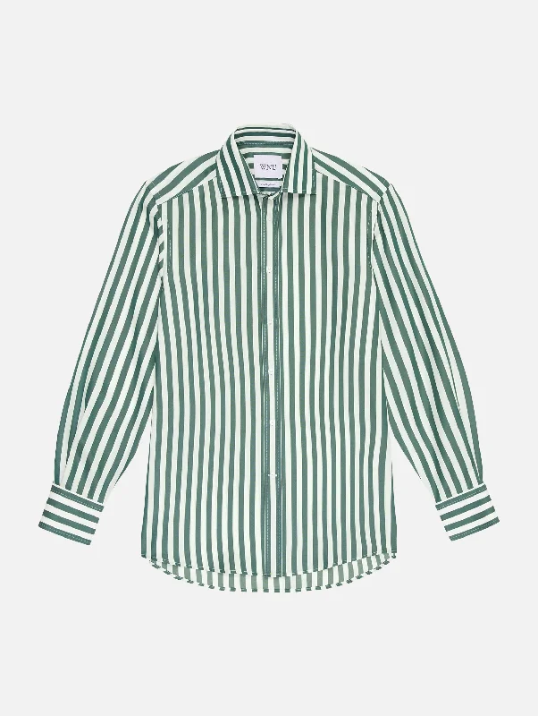 The Boyfriend Shirt in Forest Green Stripe