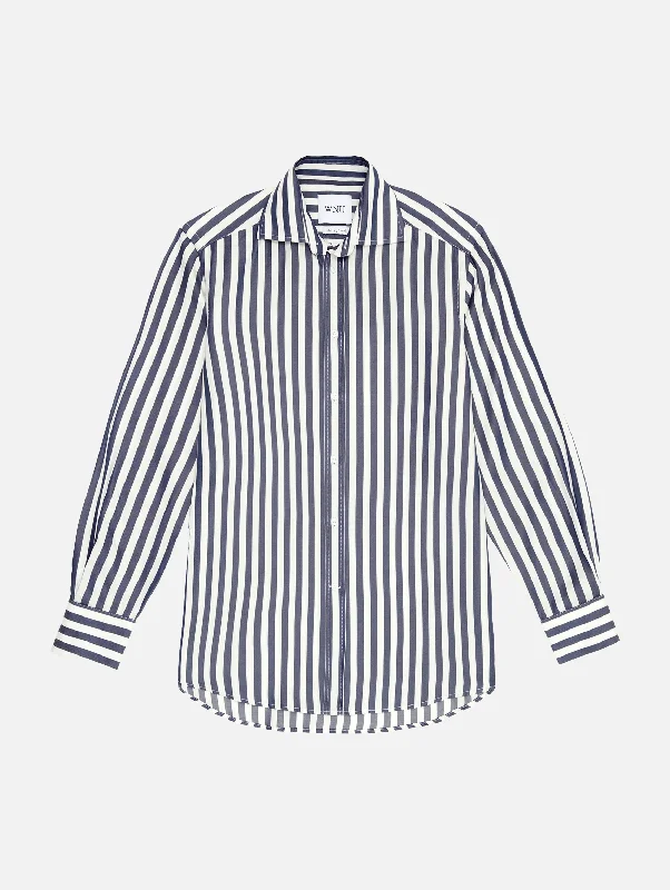 The Boyfriend Shirt in Navy Blue Stripe