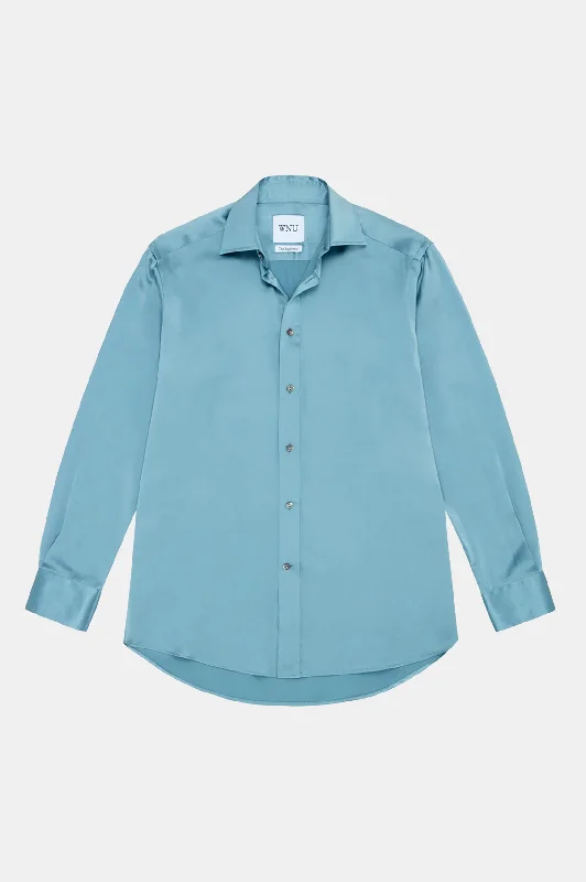 The Boyfriend Silk Shirt in Slate Blue