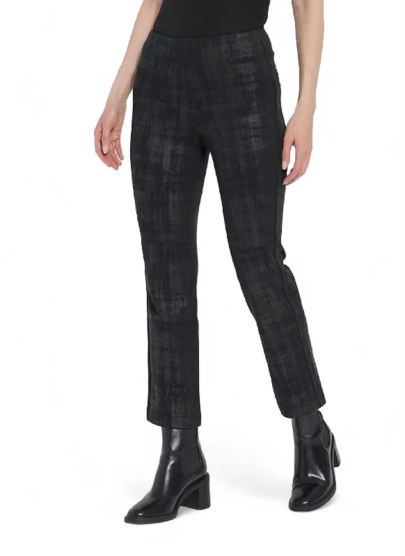 Ankle Foil Denim Baby Boot Pant In Brushed Plaid Foil