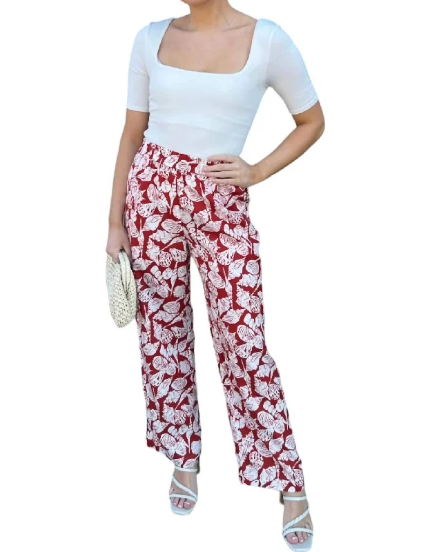 Gia Shell Printed Pants In Red