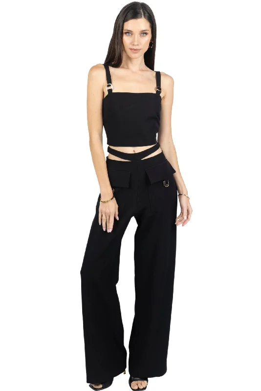 Kim Mid-Rise Women Trousers With Side Buckels