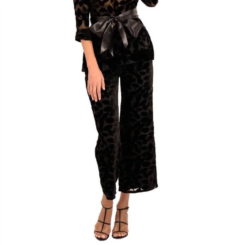 Palazzo Pant - Luxe Leaf Velvet In Black