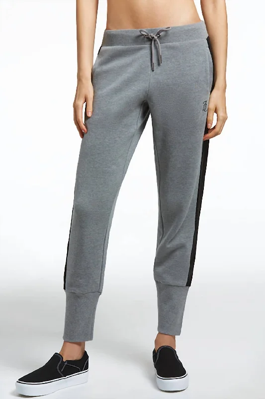 Side Bling Fleece Jogger In Light Grey