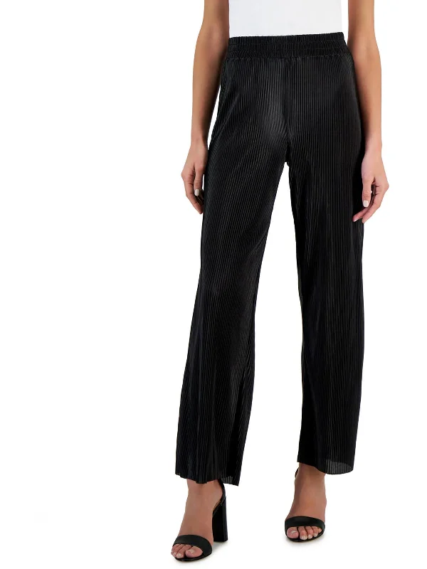 Womens Pleated Ankle Wide Leg Pants