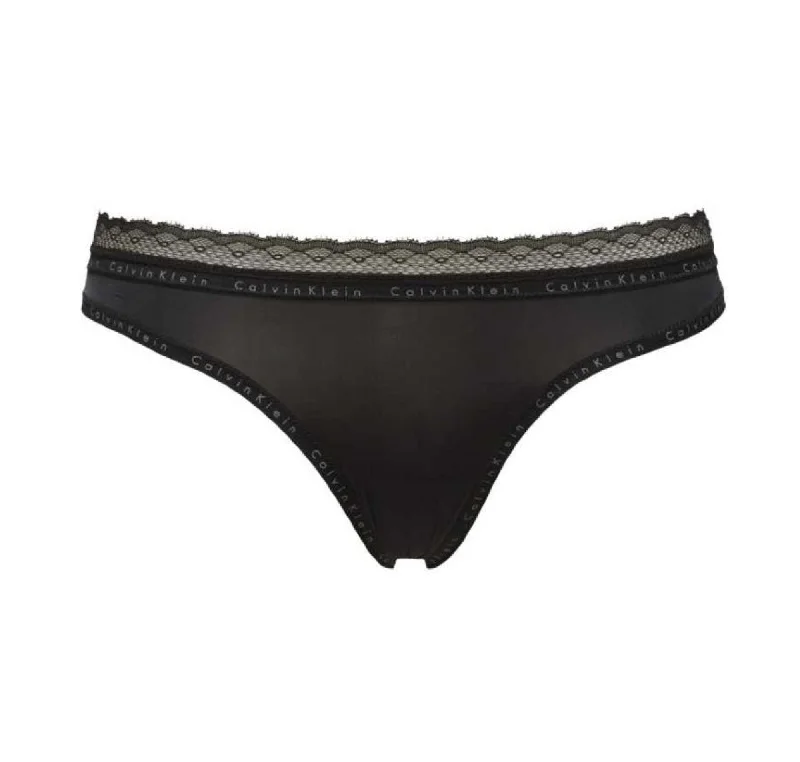 Branded trim thong [Black]