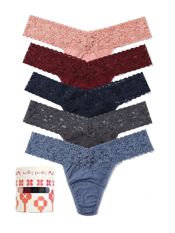 Holiday 5 Pack Cotton Low Rise Thong